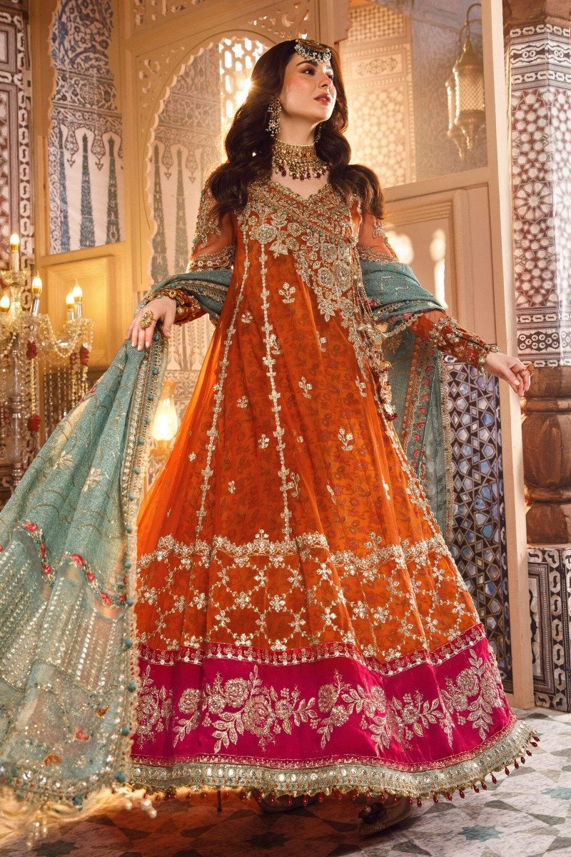 Burnt Orange, Fuchsia Pink (BD-2506) pakistani fashion outfit in…